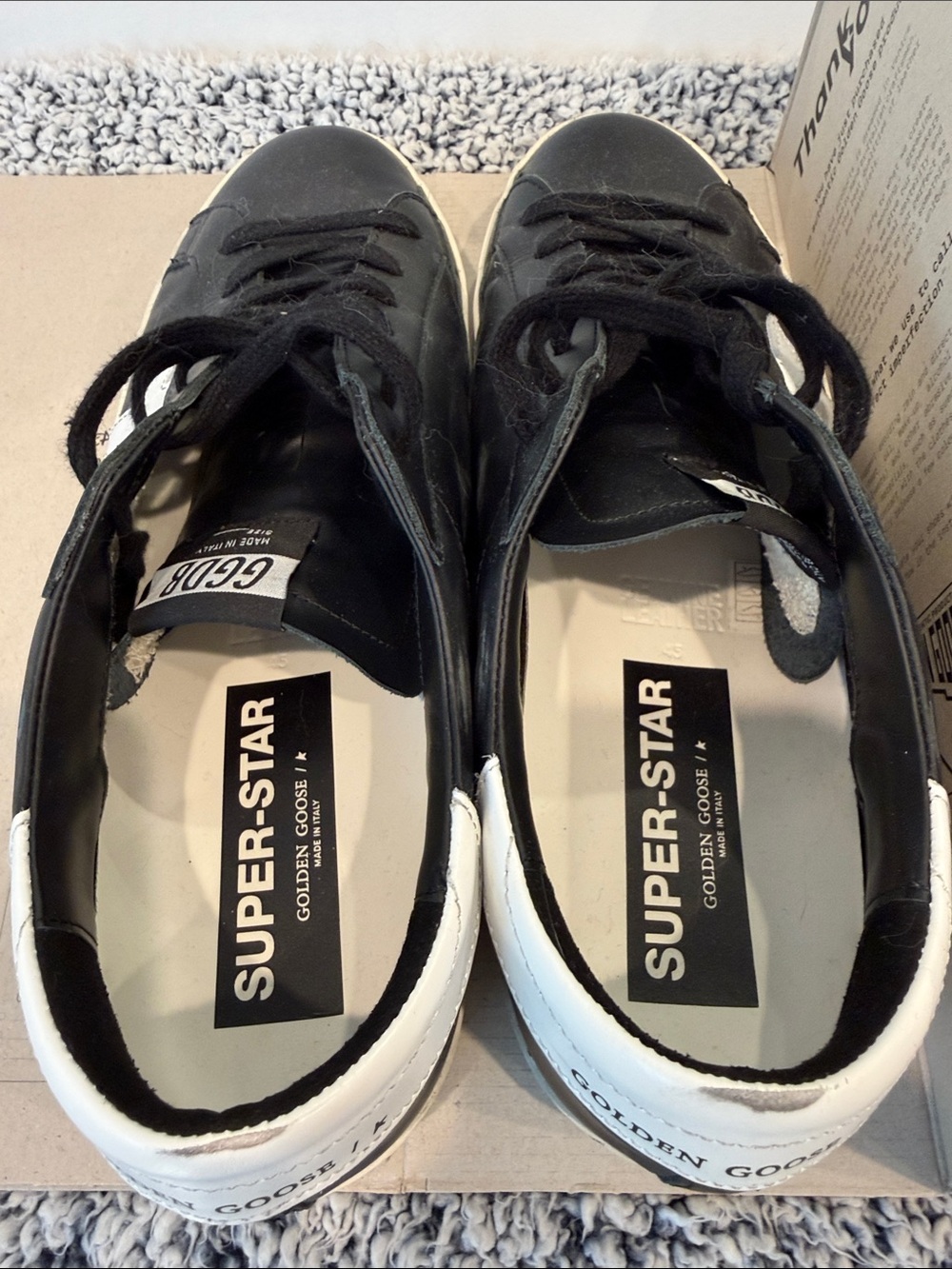 Still in Box! Golden Goose Superstars - black & white leather - outstanding - Picture 7 of 13